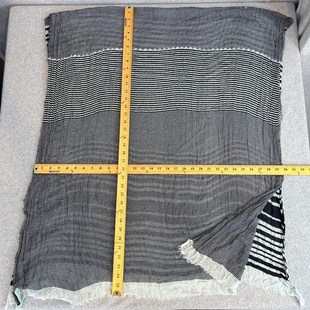 Blue Pacific Scarf Wrap Navy Blue Striped Lightweight Drape Cashmere Silk Blend
